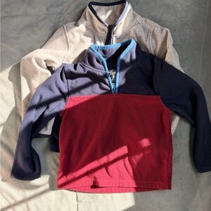 Two Oshkosh Boys Two-Tone Fleece Pullovers - Red, Navy & Navy, Grey 5T